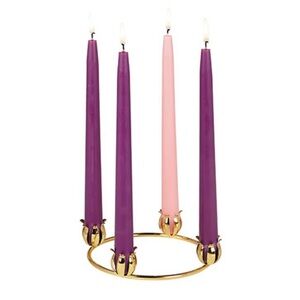Brass Advent Wreath 6” with 4 candle cups plus 4 10” Advent candles included nwt